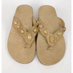 Vionic Eve II Flip Flop Sandals Womens Size 8 Arch Support Orthotic Tan Cork